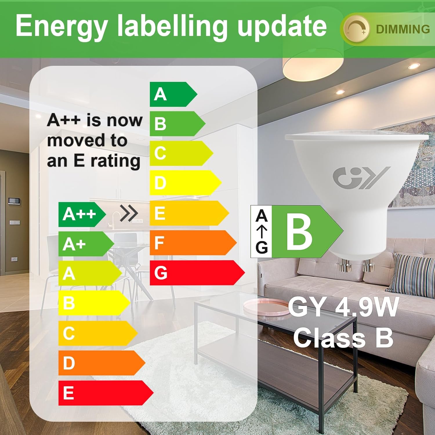 GY GU10 LED-Dimmlampe | 4,9 W, 790 Lumen [Energieklasse B] 