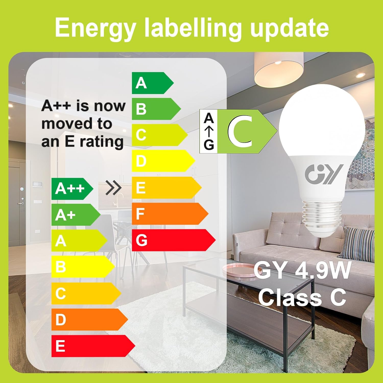 GY E27 LED A60 Lamp | 4.9W, 807 Lumens [Energy Class C]