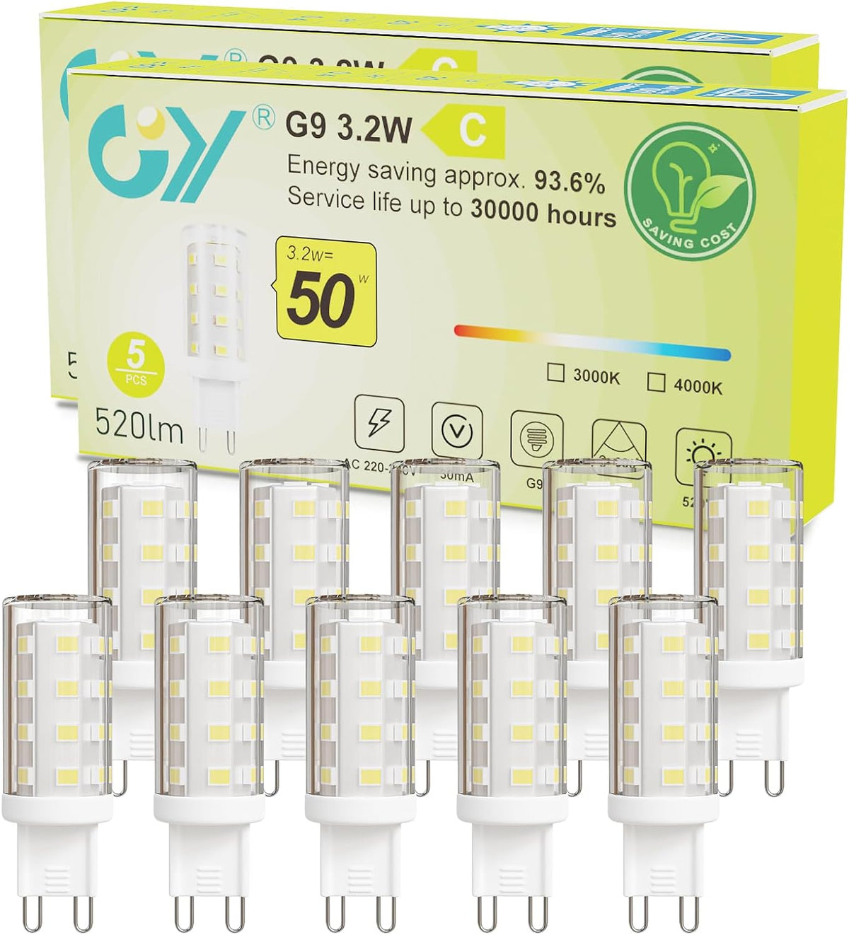 GY G9 LED Light Bulb, 3.2W 520LM | [Energy Class C]