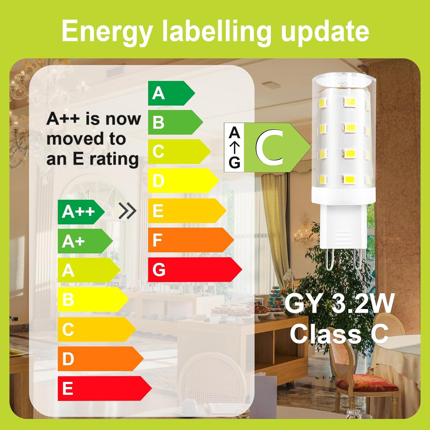 GY G9 LED Light Bulb, 3.2W 520LM | [Energy Class C]