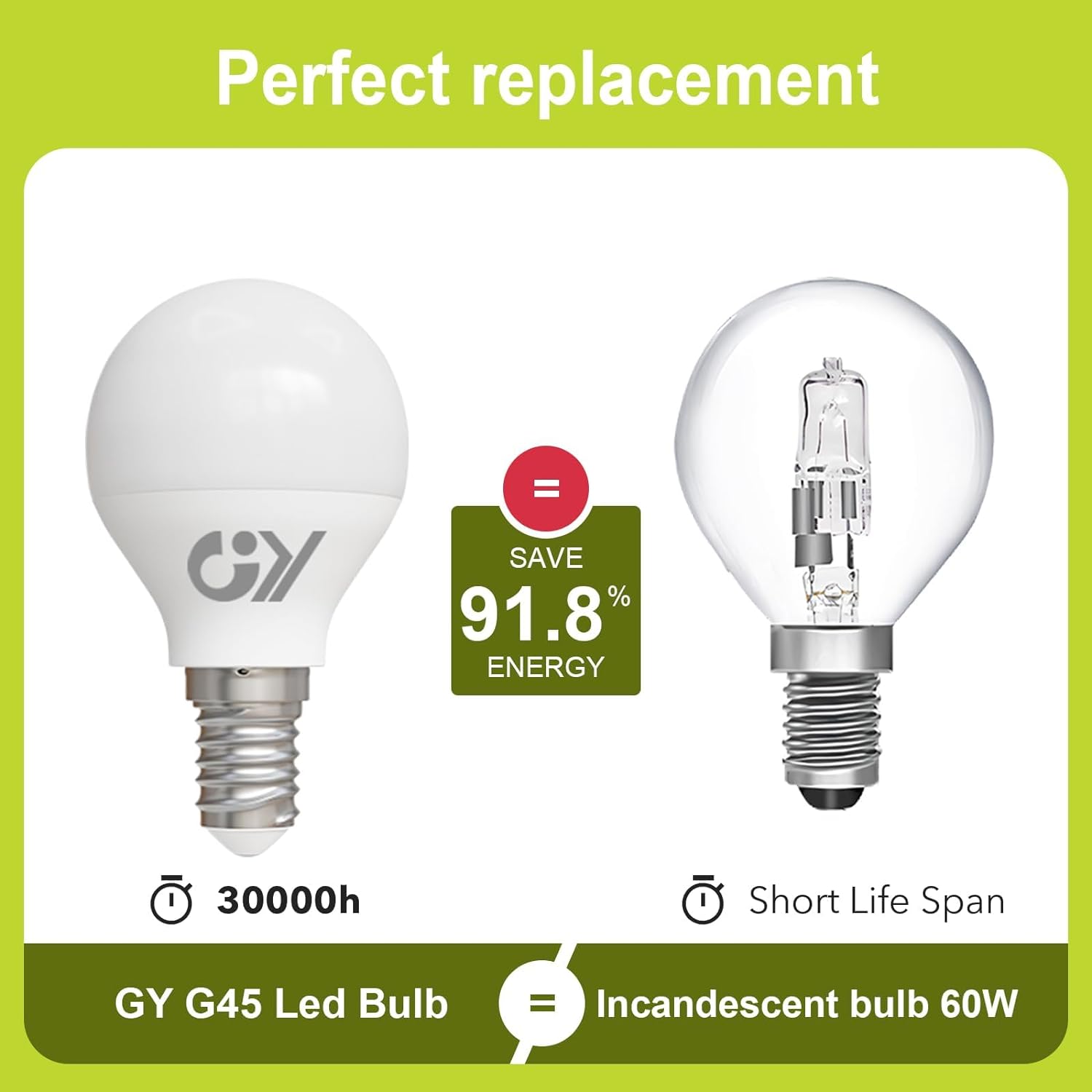 GY E14 G45 LED White Lamp | 4.9W, 807 Lumens [Energy Class C]