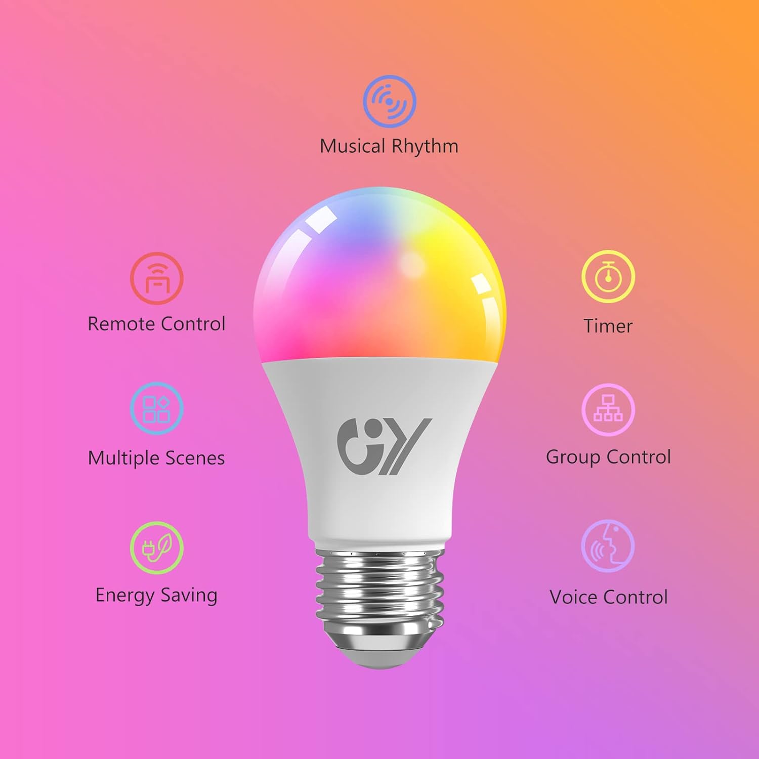 GY E27 LED A60 Smart WiFi Lampe | 9W, 850Lumen | Kompatibel mit Alexa Echo, Google Assistant 