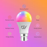 GY B22 LED A60 Smart WiFi Lamp | 9W, 850 Lumens | Compatible with Alexa Echo, Google Assistan