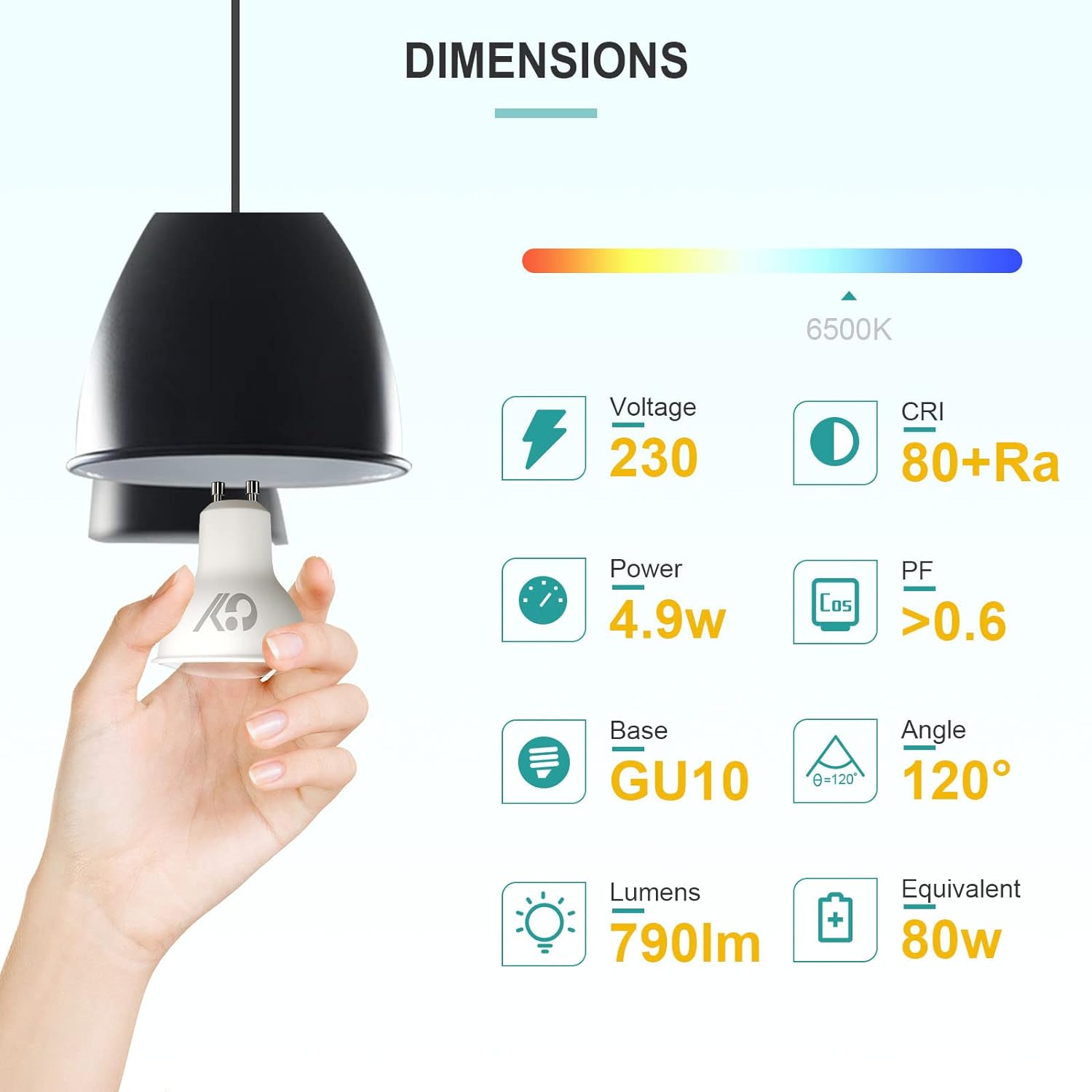 GY GU10 LED-Lampe | 4,9 W, 790 Lumen [Energieklasse B]