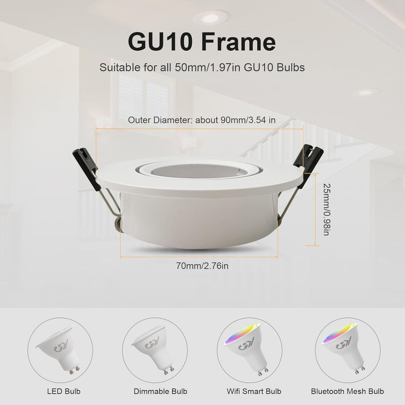 white GU10 ceiling spotlight fitting for kitchen and living room lighting