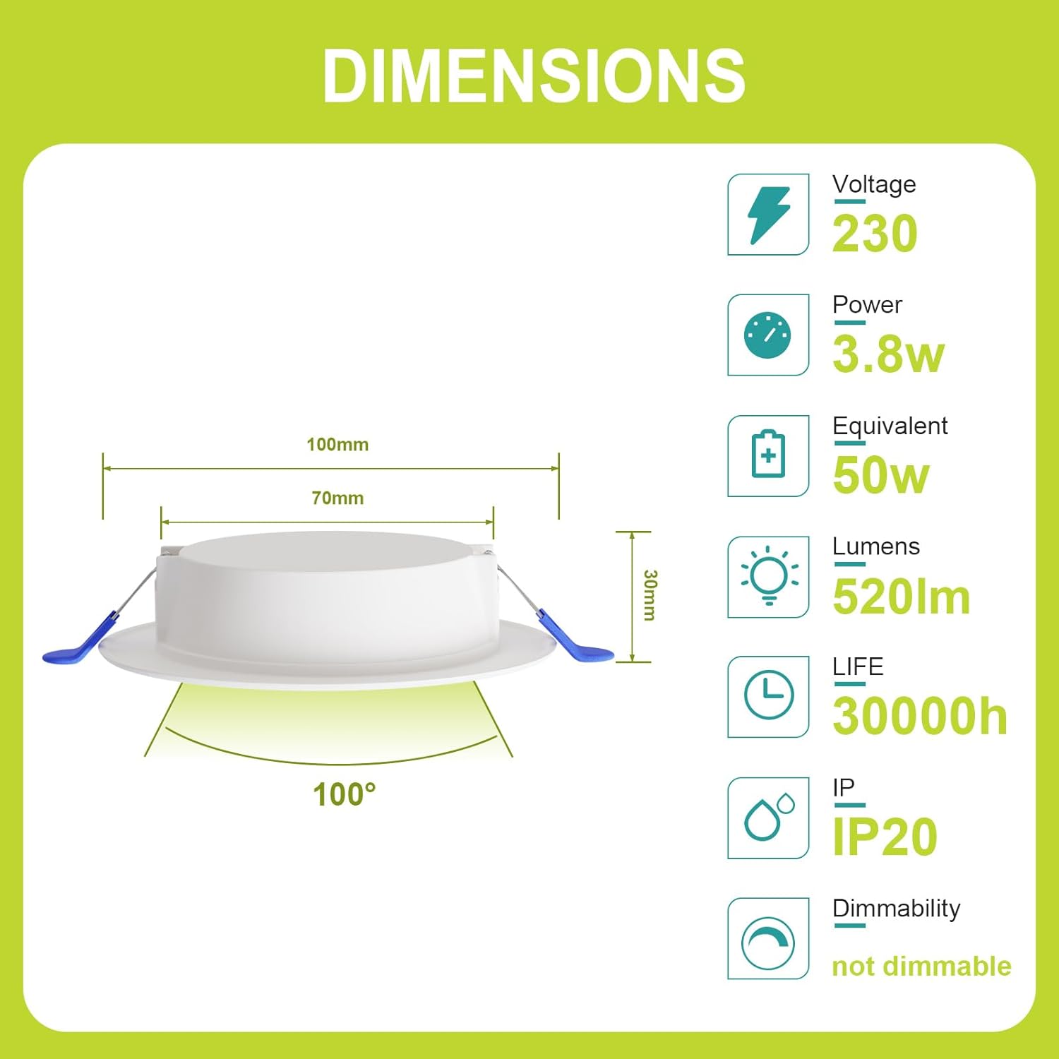 Spot Encastré GY | 3.8W, 520 lm | Downlight [Classe énergétique C]