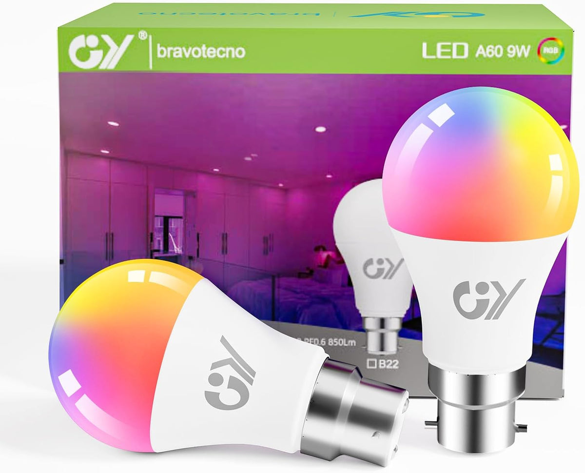 GY B22 LED A60 Smart WiFi Lamp | 9W, 850 Lumens | Compatible with Alexa Echo, Google Assistan