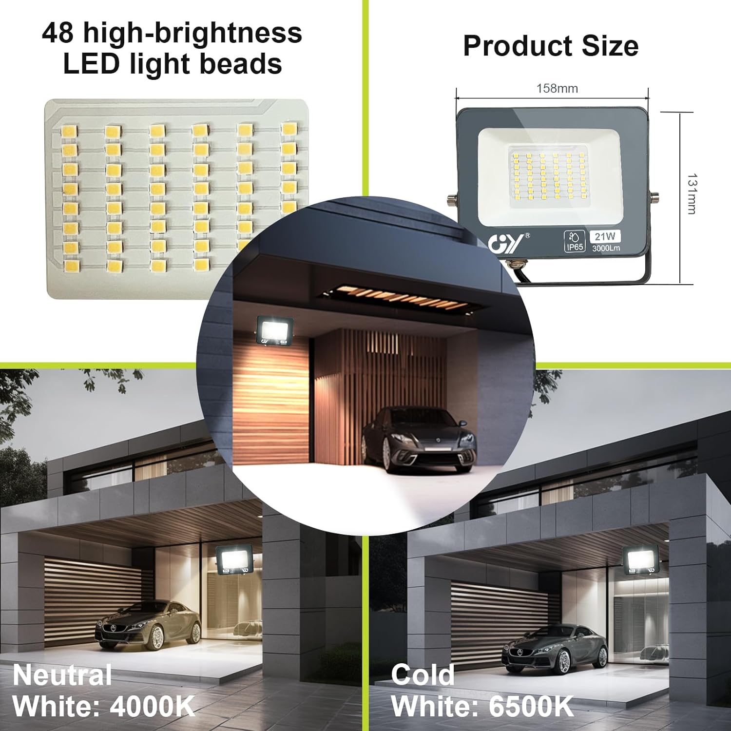 Spot extérieur LED GY GU10 | 21W, 3000 lumens [Classe énergétique C]