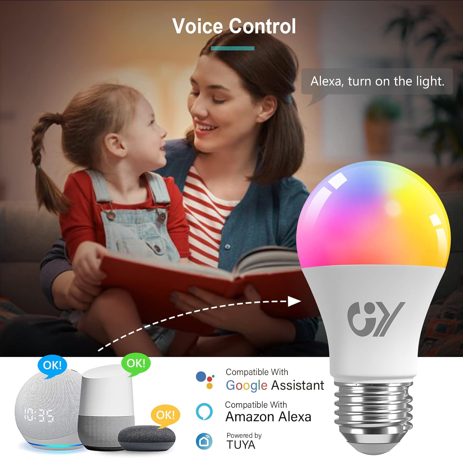 GY E27 LED A60 Smart WiFi Lampe | 9W, 850Lumen | Kompatibel mit Alexa Echo, Google Assistant 