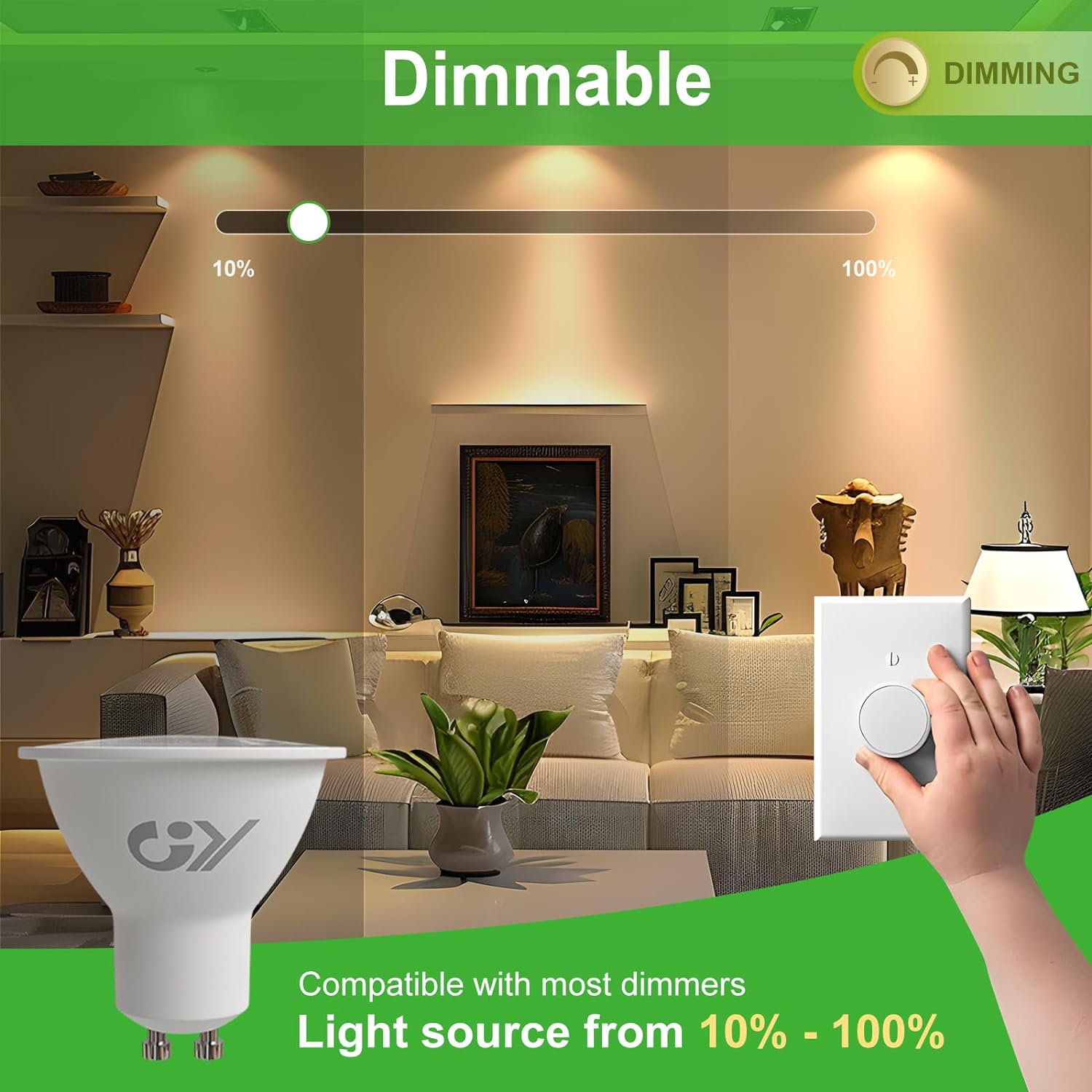 GY GU10 LED Dimmable Lamp | 4.9W, 790 Lumens [Energy Class B]