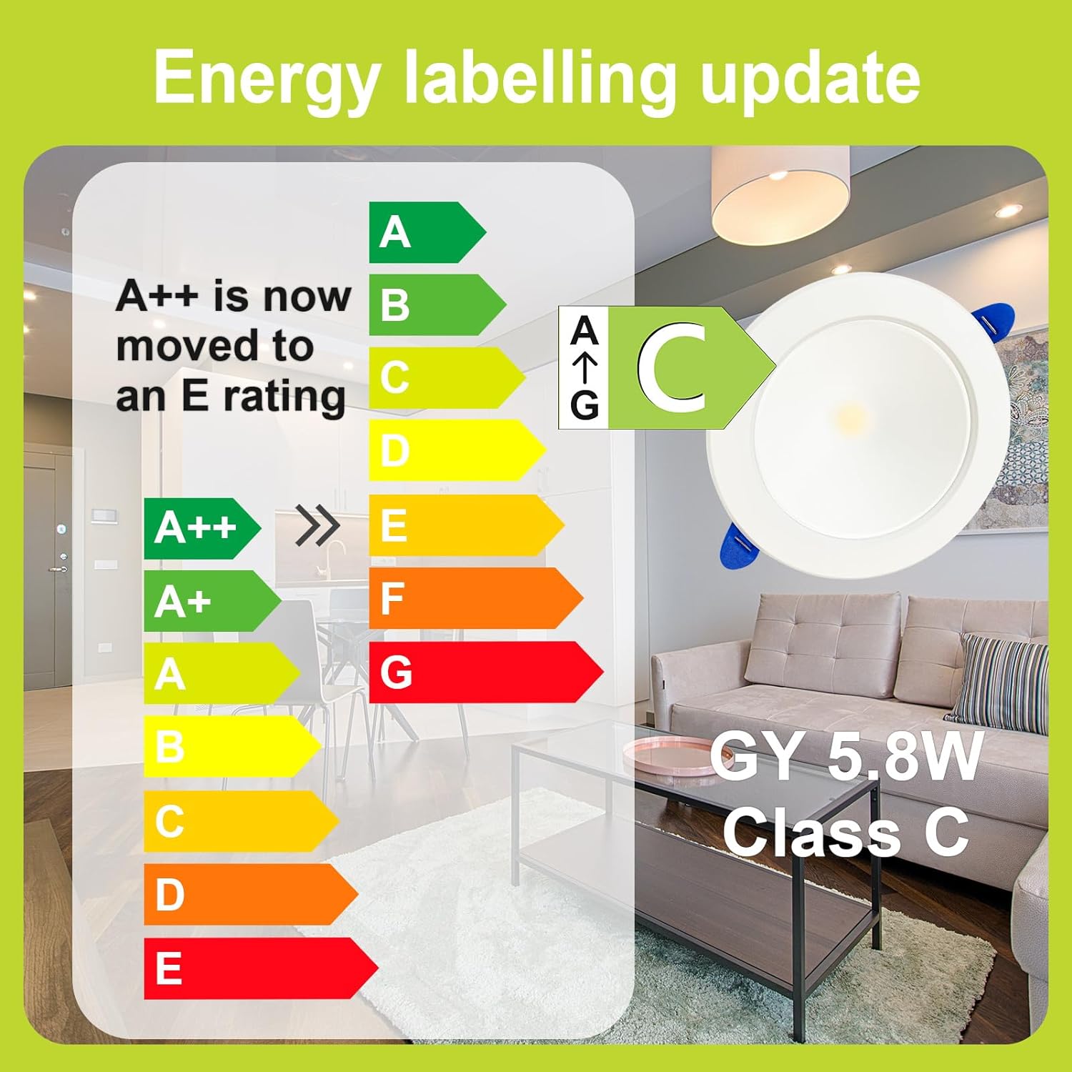 Spot encastrable à intensité variable GY | 5,8 W, 790 lm | Downlight [Classe énergétique C]