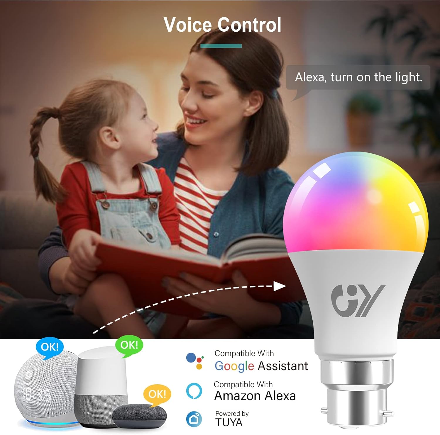 GY B22 LED A60 Smart WiFi Lamp | 9W, 850 Lumens | Compatible with Alexa Echo, Google Assistan