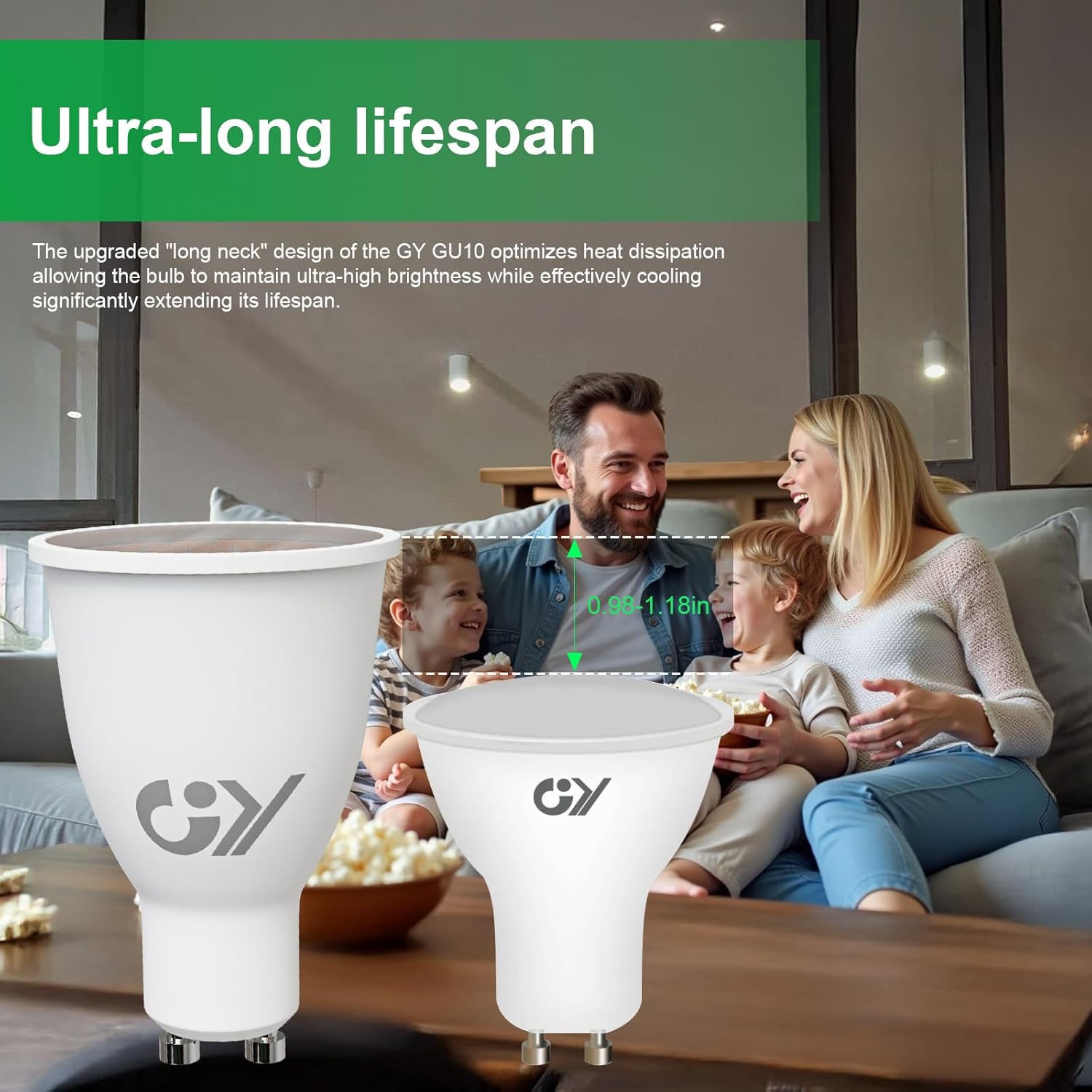 GY GU10 LED Lampe 9W 1420 Lumen ersetzt 125W Halogen IP44 Langhals Energieeffizienzklasse B
