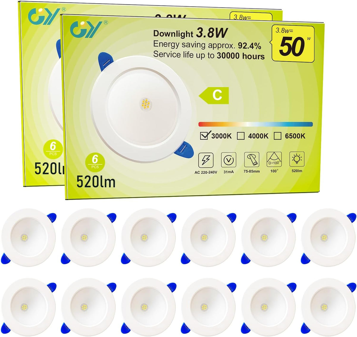 Spot Encastré GY | 3.8W, 520 lm | Downlight [Classe énergétique C]