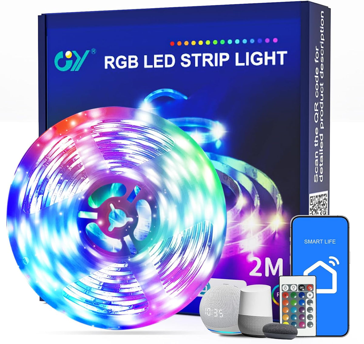 GY LED Strips 2M, 8W RGB, Smartphone APP Control