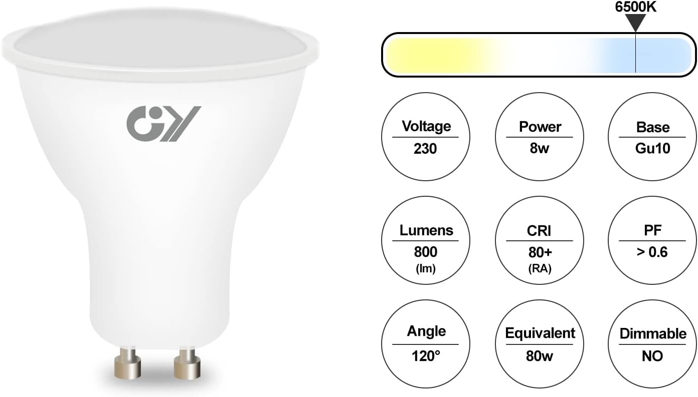 Lampe GY GU10 LED Angle de faisceau 120° | 8W, 800 lumens