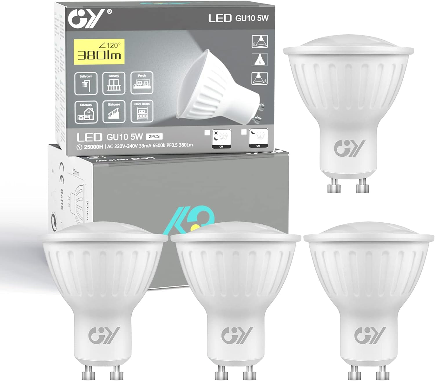 GY GU10 LED Kaltweißlampe | 5 W, 6500 K, 380 Lumen | Sensor, automatisches Ein-/Ausschalten